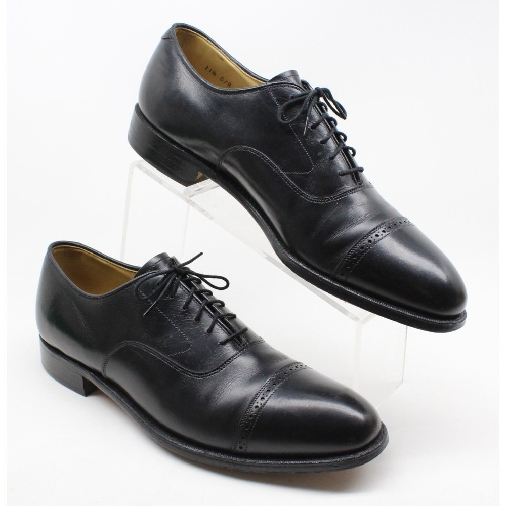 Johnston & Murphy Men's Handcrafted Black Cap Toe Dress Shoes Size 11.5 C/A